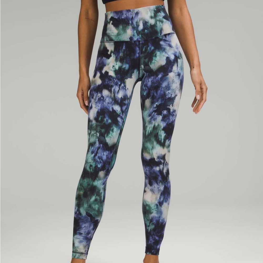 Lululemon Athletica Blue and Green Leggings High-Waisted Stretch